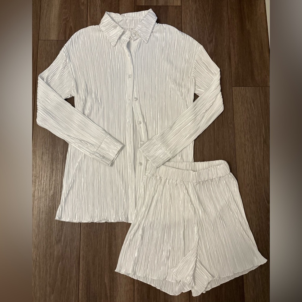 Ribbed white summer set